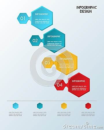 Paper infographic hexagon template. Vector Illustration