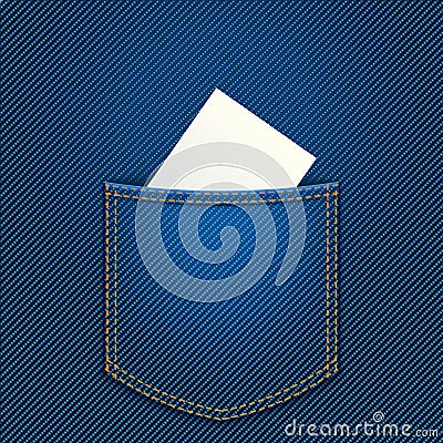 Paper in jeans pocket Vector Illustration