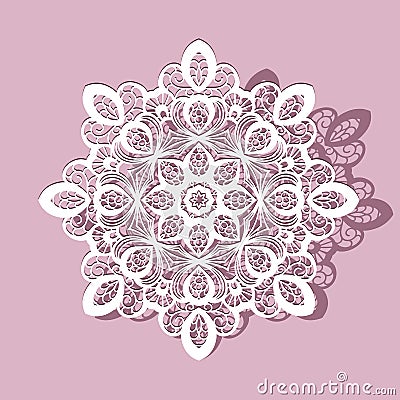 Paper lace doily, round ornament Vector Illustration