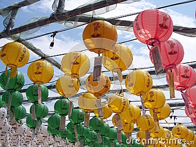 Paper lanterns at buddhist temple, South Korea Editorial Stock Photo