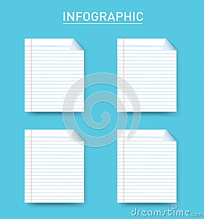 Paper line square info graphic Vector template with 4 options. Can be used for web, diagram, graph, presentation, chart, report, s Vector Illustration