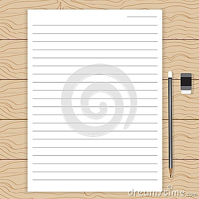 Paper line on wood table. Vector Illustration