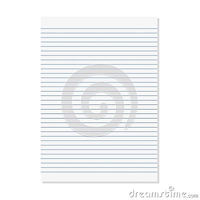 Paper lined notebook memo page white sheet template illustration for school education and office Vector Illustration
