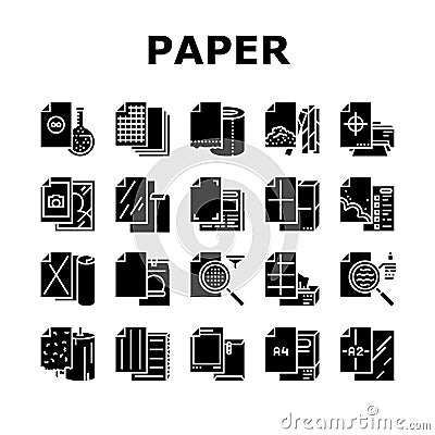 Paper List For Printing Poster Icons Set Vector Vector Illustration