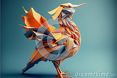 paper look origami bird Cartoon Illustration