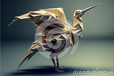 paper look origami bird Cartoon Illustration