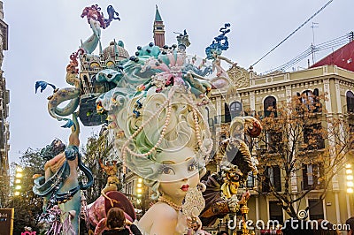 Paper mache figures in Las Fallas, Valencia, Spain Editorial Stock Photo