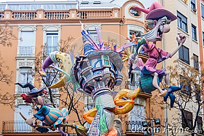 Paper mache figures in Las Fallas, Valencia, Spain Editorial Stock Photo