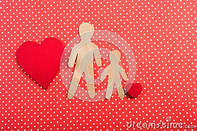 Paper man shapeand hearts in the view Stock Photo