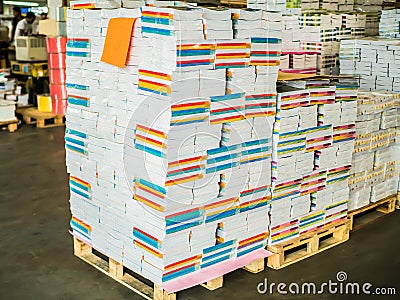 Paper manufacture storehouse. Stock Photo