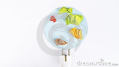 Paper map with crumpled paper and electric plugs Stock Photo