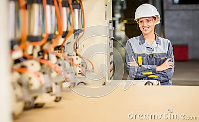 Paper mill factory worker Stock Photo