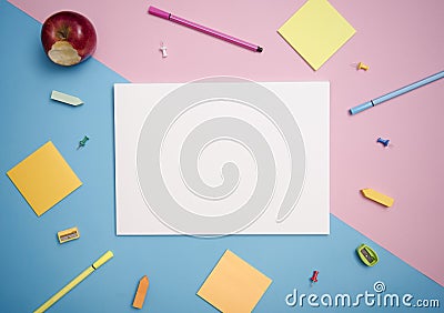 Paper mockup template and school stationery. cover design Stock Photo