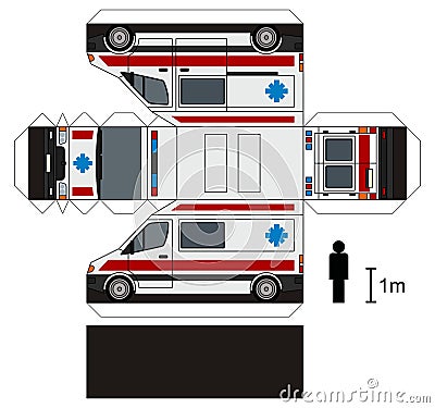 Paper model of an ambulance Vector Illustration
