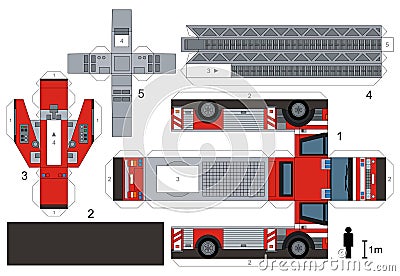 Paper model of a fire truck Vector Illustration