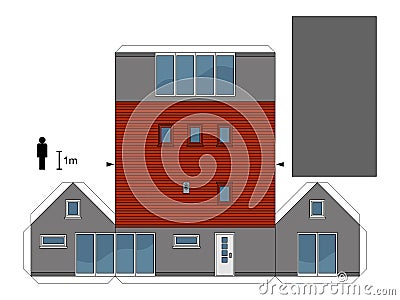 Paper model of a gray house Vector Illustration
