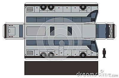 The paper model of a gray large bus Vector Illustration