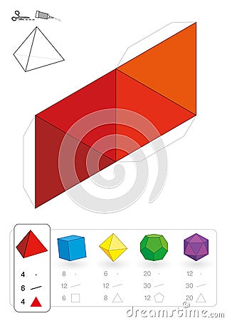 Paper Model Tetrahedron Vector Illustration