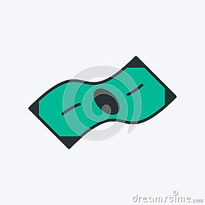 Paper money icon. Vector illustration of a paper currency, cash dollar icon. Green money image, financial symbol Vector Illustration