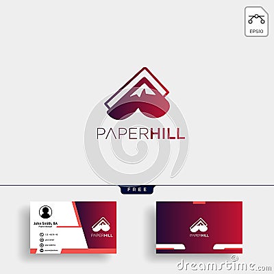 paper mountain creative logo template with business card Cartoon Illustration