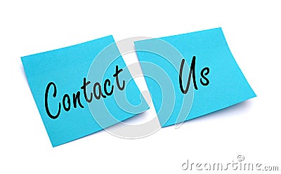Paper note contact us Stock Photo