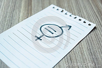 Paper note with gender of LGBTQ symbol for Lesbian, Gay, Bisexual, Transgender and Queer community Stock Photo