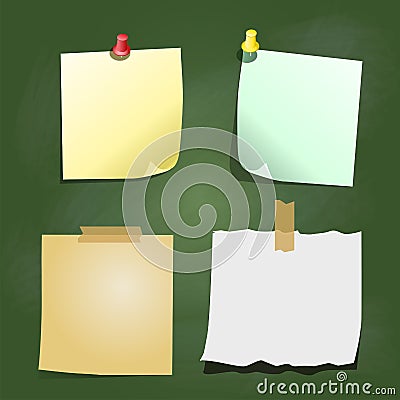 Paper Note on Green board -Vector illustration Vector Illustration