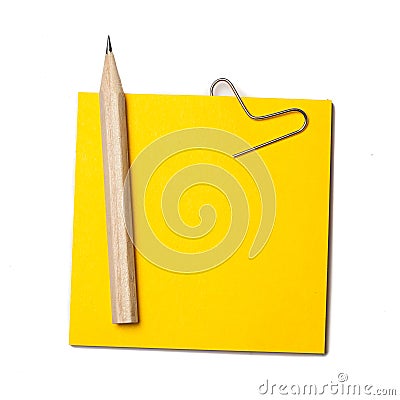 Paper note and a wood pencil. It is isolated on a white background Stock Photo