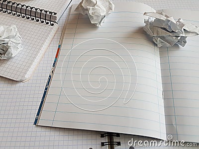 Paper notebook sheets empty blank squared lines spiral office page Stock Photo