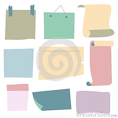 Paper notes. Copybook linear pages lists of notebooks different sizes stripped notes vector Vector Illustration