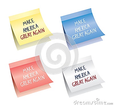 Paper notes with make america great again words, vector Vector Illustration