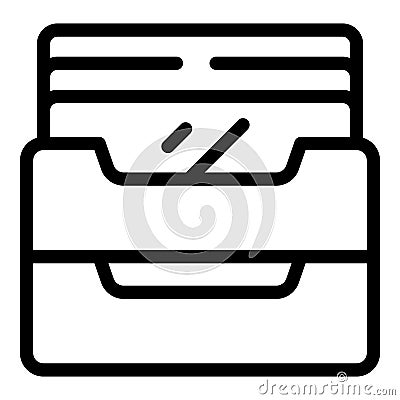 Paper organizer icon outline vector. Stationary paper tray Stock Photo