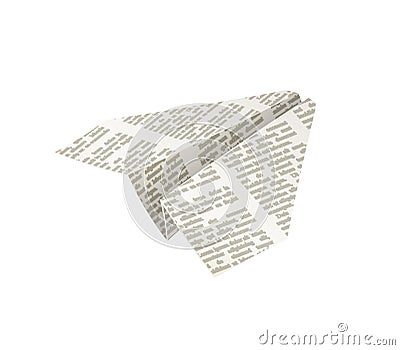 Paper origami airplane. Newspaper Handicraft Vector Illustration