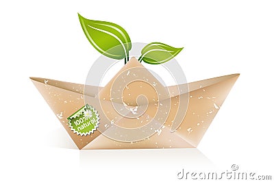 Paper origami boat Vector Illustration