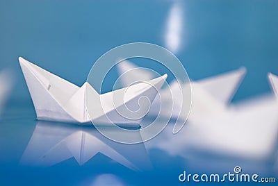 Paper origami boats Stock Photo