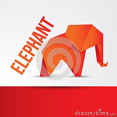 Paper origami Elephant. Can be used for corporate identity. Red minimalist concept. Vector Illustration