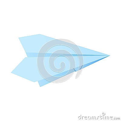 Paper origami shape - airplane. The Japanese art of folding paper figures is a hobby, needlework Vector Illustration