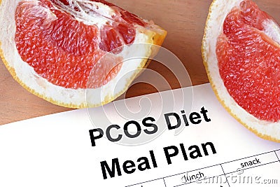 Paper with PCOS diet Meal plan Stock Photo