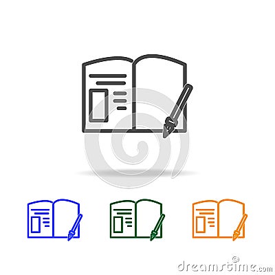 paper with a pen icons. Element of edecation for mobile concept and web apps. Thin line icon for website design and development, Stock Photo