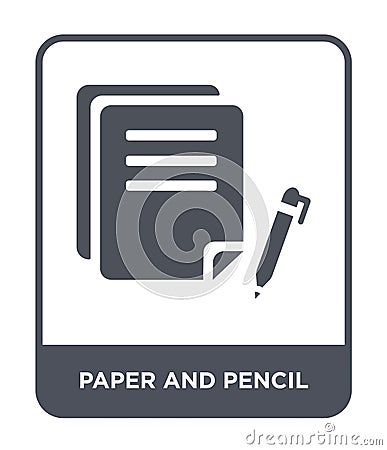 paper and pencil icon in trendy design style. paper and pencil icon isolated on white background. paper and pencil vector icon Vector Illustration