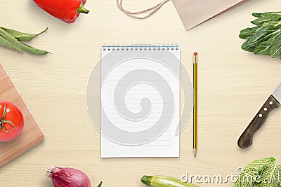 Paper and pencil for recipe or list of ingredients Stock Photo