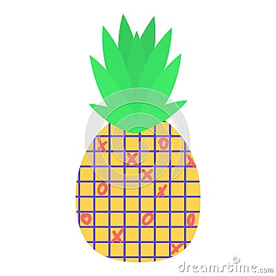 Paper pineapple icon cartoon . Ananas slice Stock Photo