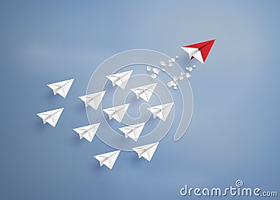 Paper plane on blue sky Vector Illustration