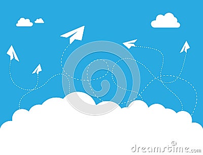 Paper Plane Cloud on Blue Sky Vector Design Concept Vector Illustration