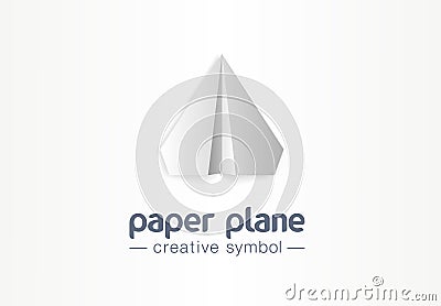 Paper plane creative symbol concept. Letter message flight in arrow up airplane abstract business logo. Social media Vector Illustration