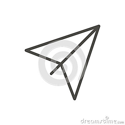 Paper plane icon vector. Outline airplane, line origami plane symbol. Stock Photo