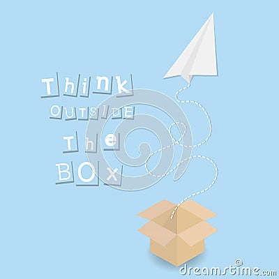 Paper plane and paper box with text Vector Illustration