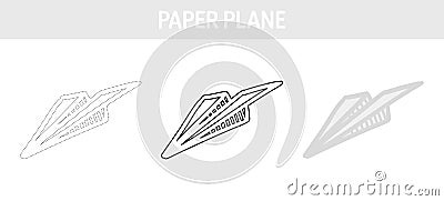 Paper plane tracing and coloring worksheet for kids Vector Illustration