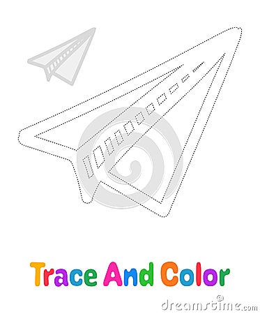 Paper plane tracing worksheet for kids Vector Illustration