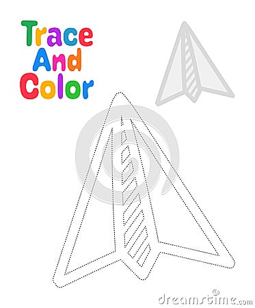Paper plane tracing worksheet for kids Vector Illustration